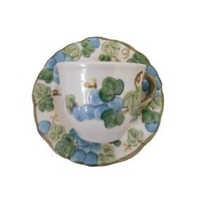 Vintage Mid Century 1960's Metlox Poppytrail Sculptured Grape Cup and Saucer Set